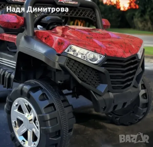 Детско електрическо бъги 4×4 с дистанционно, LED, USB и MP3 – 4 мотора, червено, снимка 6 - Коли, камиони, мотори, писти - 55654062