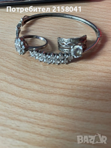 Дамска сребърна гривна с пръстен, снимка 2 - Гривни - 54177637