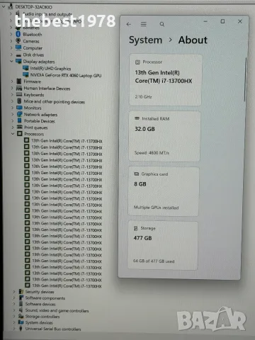 16`2.5k 240Hz Legion 5 Pro`Core i7-13700HX//RTX 4060/32GB DDR5/512GB SSD, снимка 8 - Лаптопи за игри - 55339612