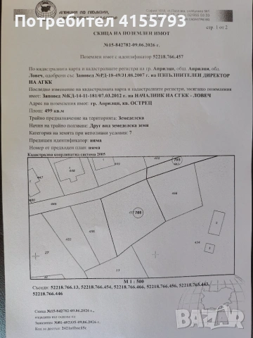 Продавам парцел гр. Априлци кв. Острец