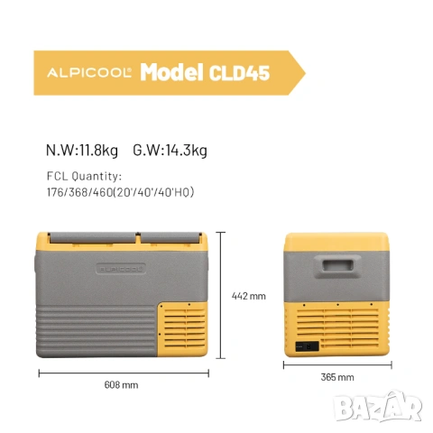 Alpicool CLD45 – 32.9 Литра Преносим Компресорен Хладилник за Кола и Къмпинг, снимка 6 - Аксесоари и консумативи - 54554731