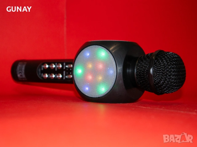 Tuxun Безжичен Bluetooth Караоке Микрофон с Говорител, LED Светлини и Сменяема Батерия 18650, снимка 3 - Микрофони - 54270662