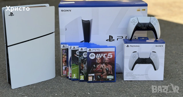 Конзола Sony PlayStation 5 Slim Disc Edition 1TB (CFI-2016) + 2 джойстика + 6 игри
