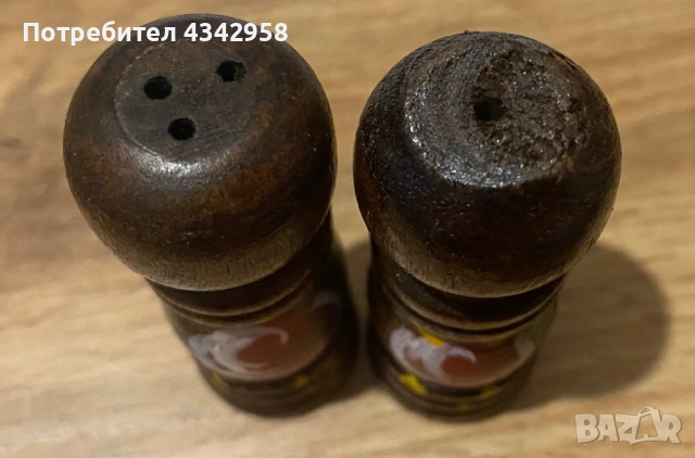 Комплект винтидж солничка и пиперничка от дърво “PEFFER + SALZ”. 1970-1980г., снимка 5 - Антикварни и старинни предмети - 54487235