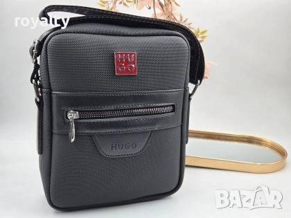 Hugo Boss Нова Луксозна Кожена Черна Мъжка Чанта Хюго Бос 