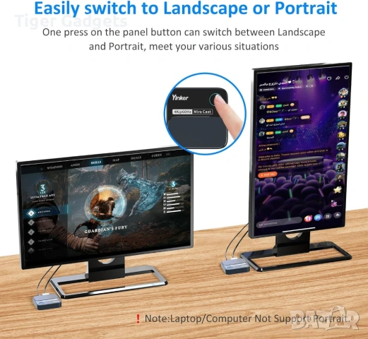 Yinker MSH1 4K Wireless Display Dongle – безжичен HDMI адаптер за споделяне на екран, AirPlay..., снимка 4 - Друга електроника - 54883259