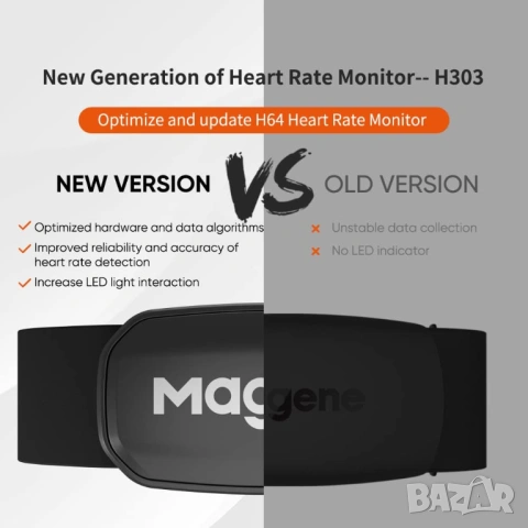 пулсомер Magene H303 Heart Rate Monitor ANT Plus Bluetooth, снимка 8 - Смарт гривни - 54693386
