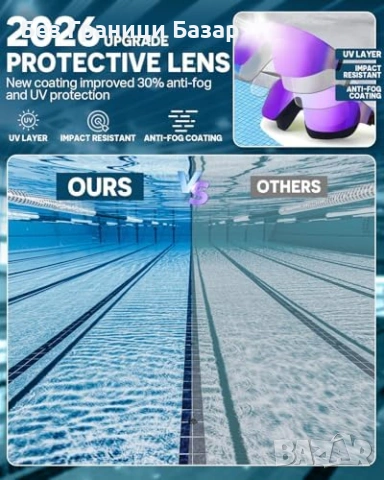 Нови 2 броя Плувни Очила Wide Vision 180° Anti UV Без Запотяване За Възрастни басейн, тренировки , снимка 3 - Водни спортове - 54727964