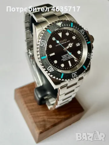 Нов часовник Submariner Black (Seiko custom mod), снимка 3 - Мъжки - 55630004