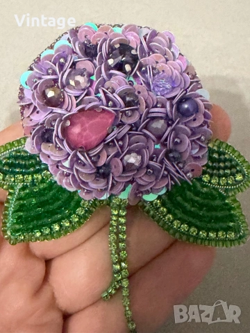Handmade разкошна брошка - Хортензия , снимка 3 - Други - 54318590