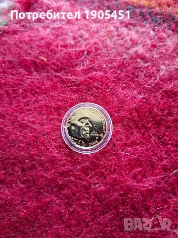 5 cent USA 🇺🇸 24карата позлатена Томас Джеферсън