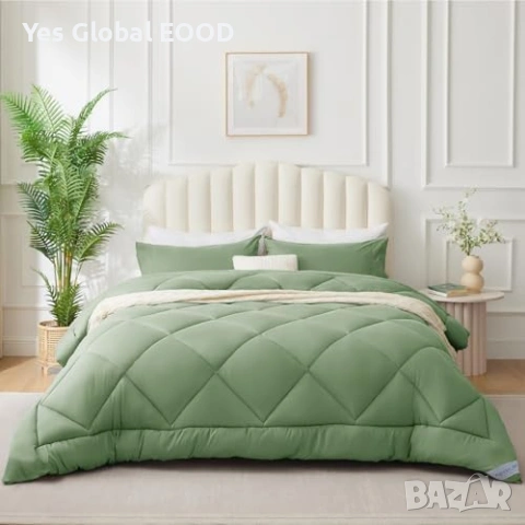 WAVVE завивка 240x260см 300GSM 4 сезона зелена, снимка 2 - Спално бельо - 54923705