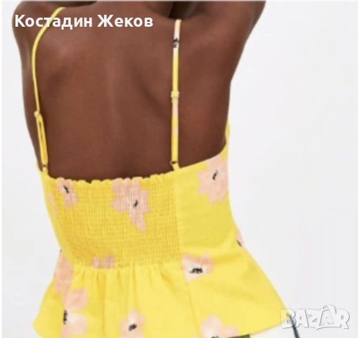 Нов. Къс ленен топ (crop top) на марката Zara. , снимка 2 - Корсети, бюстиета, топове - 54875274