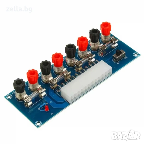 Адаптерна платка за ATX захранване 12V, 5V, 3.3V – с 5A предпазители, LED индикатор и ON/OFF 10395, снимка 3 - Друга електроника - 54692042