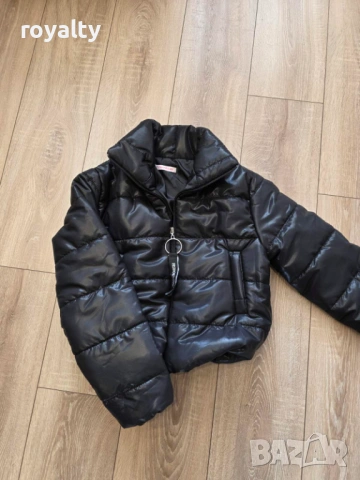 Късо Зимно Дамско Яке Черен Лак