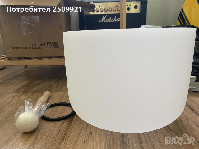 Кристална пееща купа 432 HZ прибл. 25 см (тон Е): Трета чакра, снимка 2 - Други - 55170233