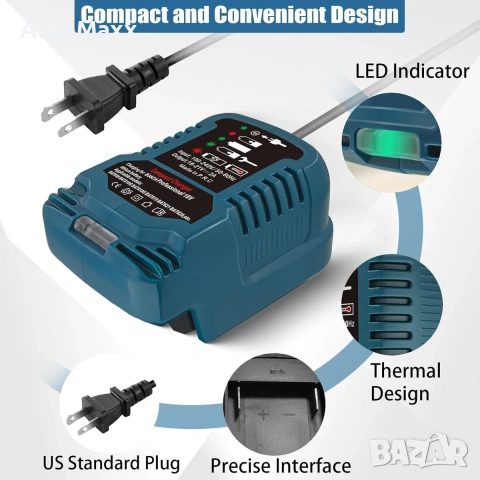Мини зарядно за батерии за Bosch 18V Li-ion , снимка 3 - Винтоверти - 54506744