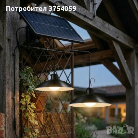 Двойни соларни LED висящи лампи с дистанционно управление - без разходи за електричество, снимка 2 - Соларни лампи - 55155740
