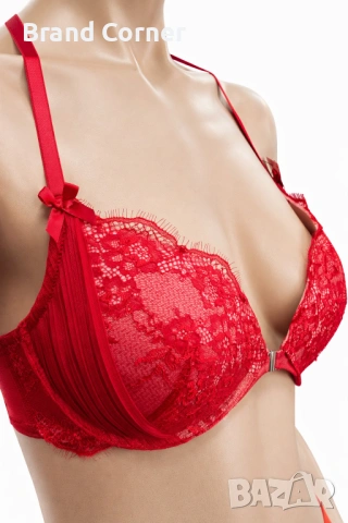 Hunkemöller червен дантелен сутиен - 80C с предно закопчаване, снимка 2 - Бельо - 54501249