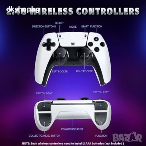 4547 PlayStation 5 Ретро Мини Конзола 4K HDMI – 64GB с 10,000+ Игри и 2 Безжични Джойстика, снимка 3 - Други игри и конзоли - 54527985