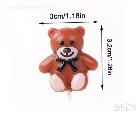 2 броя свещички мече за декорация на торта бебешко парти, снимка 3 - Други - 54073846