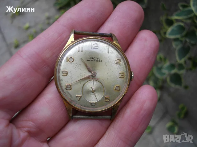 КОЛЕКЦИОНЕРСКИ ПОЗЛАТЕН ЧАСОВНИК NACAR 17 JEWELS SWISS, снимка 4 - Антикварни и старинни предмети - 55429402