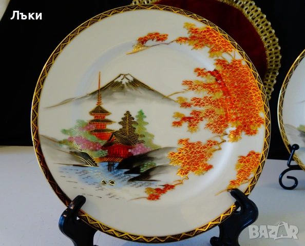 Чиния японски порцелан Satsuma Kazan 20 см.,злато. 