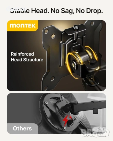 monTEK Стабилна стойка за 3 монитора 17”-32”, до 10 кг на рамо, VESA 75x75mm/100x100mm, снимка 4 - Друга електроника - 54449223