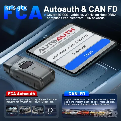 XTOOL AnyScan A30М – Професионална OBD 2 безжична автомобилна диагностика Двупосочен тест, снимка 5 - Аксесоари и консумативи - 55316910