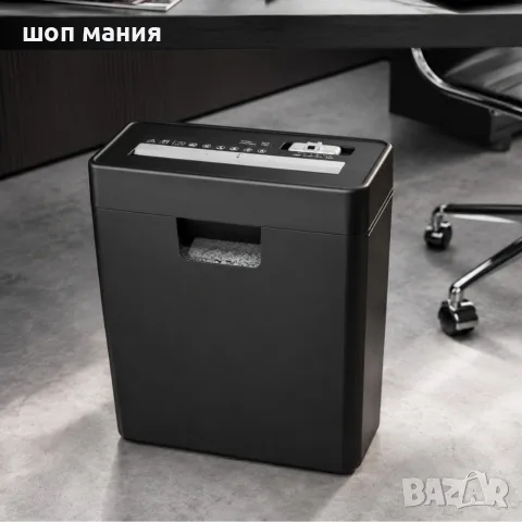Шредер за документи 6 листа, P-2, 10L контейнер, унищожава кредитни карти, Reverse, защота от прегр