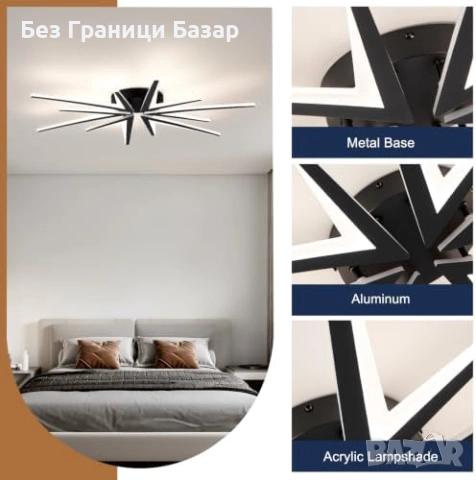 Нов Модерен LED таванен плафон 86 см 3000K-6000K с WiFi App управление Лампа осветление стая, снимка 7 - Лед осветление - 55218869