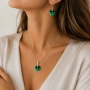 Комплект бижута Сваровски Emerald – колие и обеци със зелени кристали, снимка 2