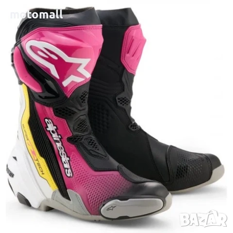 Ботуши ALPINESTARS SUPERTECH R V2 Black/Pink/White/Yellow, снимка 3 - Аксесоари и консумативи - 54485200