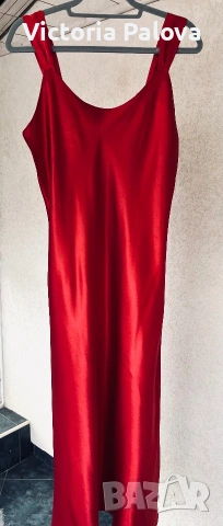 Червена сатенена рокля slip dress Body Zone (KappAhl), размер M