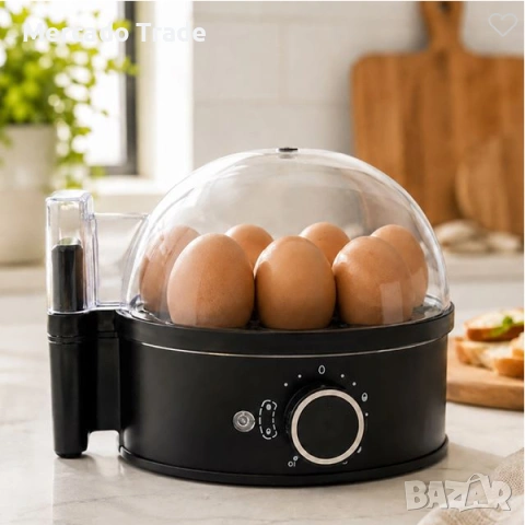 Уред за варене на яйца Mercado Trade, Kапацитет за 7 яйца, 400W, Черен