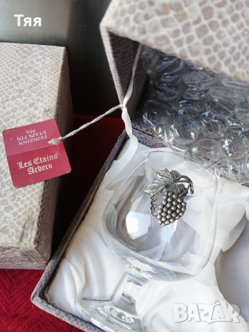 Стъклени чаши с посребрени елементи , снимка 5 - Антикварни и старинни предмети - 54321849