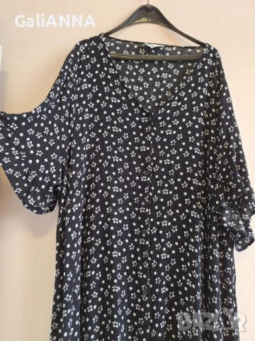 СТРАХОТНА РОКЛЯ ЧЕРНО И БЯЛО 3XL-4XL, снимка 2 - Рокли - 54672536