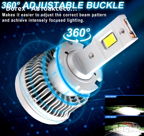 Комплект 2 броя LED диодни крушки D2S за xenon 12-24V 50000lm Canbus без грешки 6000K, снимка 5 - Аксесоари и консумативи - 54603638