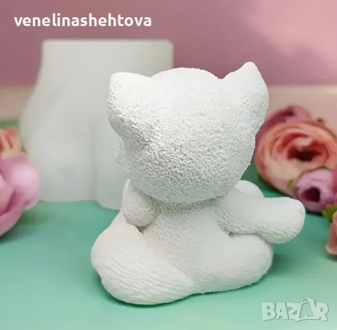3D коте въздушна целувка силиконов молд форма свещи гипс сапун смола фондан декорация торта , снимка 3 - Форми - 55535230