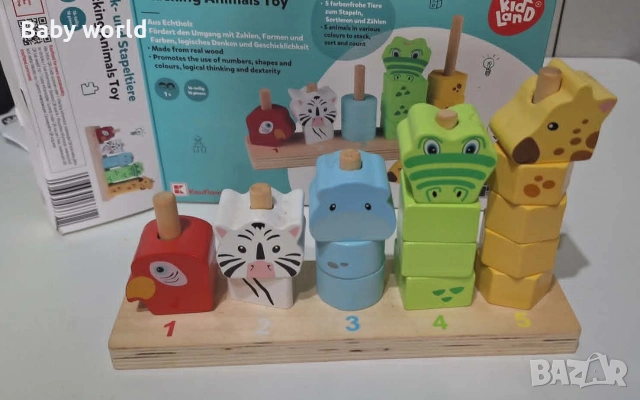 Дървена низанка с животни – Playtive