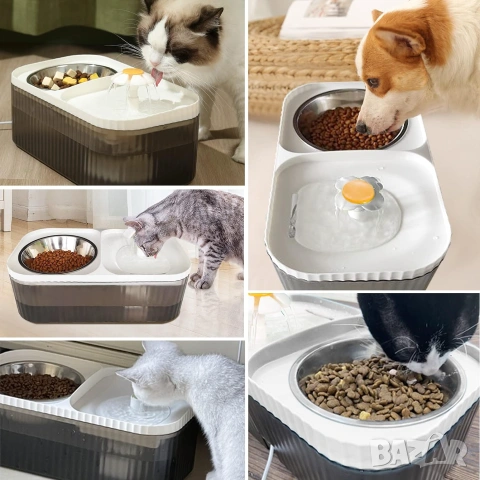 Купа за хранене с фонтан течаща прясна вода за куче/коте
