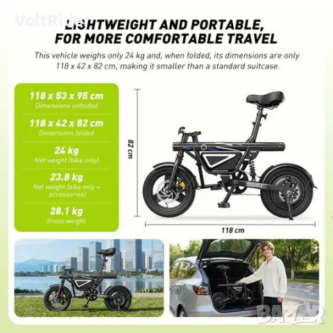 Eлектрическо колело iScooter EB1S 500W 36V 12Ah, снимка 4 - Велосипеди - 55485537
