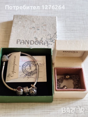 Оригинална Pandora 925 гривна с 3 талисмана + детска гривна, с кутии и сертификат