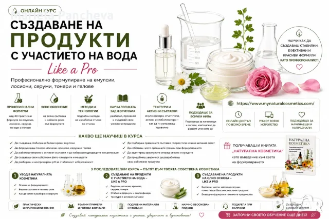Онлайн курсове по саздаване на лична натурална козметика , снимка 2 - Други курсове - 55414938