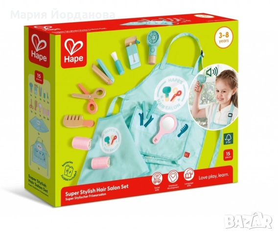 Игрален комплект Hape International - Малки фризьори, 15 части 