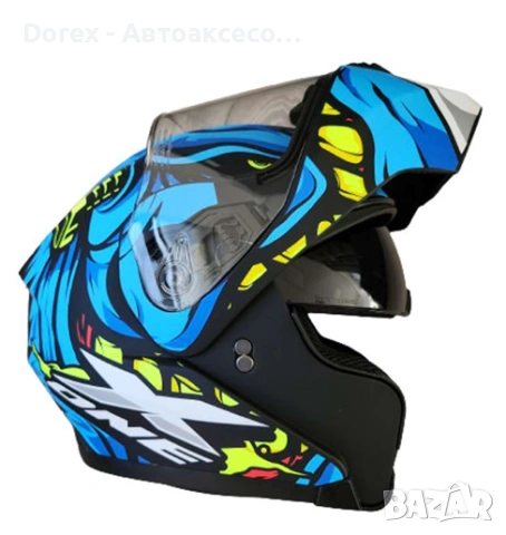 Каска с визьор X-ONE за мотор, скутер, ATV - черно-синя - М и L, снимка 2 - Аксесоари и консумативи - 54184334