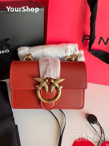 Оригинална чанта Pinko micro model в червен цвят