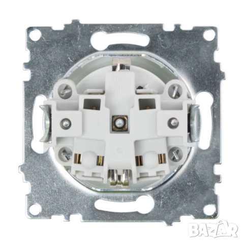 Единичен електрически контакт DeTech DE-9223-42 с рамка, Шуко, 16A, 250V, за вграждане, IP20, бял, снимка 3 - Друга електроника - 54822561