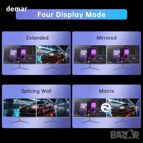 4K@60Hz HDMI KVM превключвател 4*USB 3.0 - 2 монитора и 2 компютъра, EDID емулация, снимка 4 - Кабели и адаптери - 55551621
