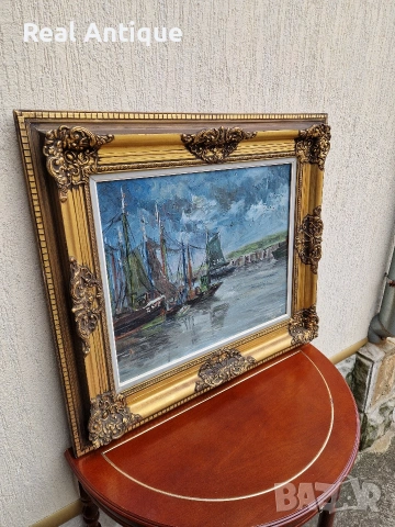 Стара уникална антикварна майсторска авторска картина масло върху платно , снимка 7 - Антикварни и старинни предмети - 54777822